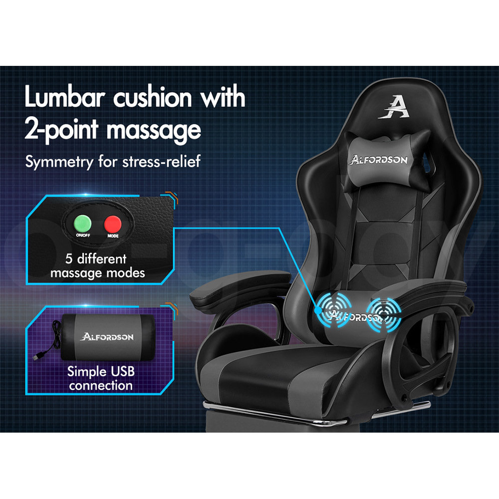 ALFORDSON Gaming Office Chair Massage Racing 12 RGB LED Computer Work Seat - Picture 128 of 267