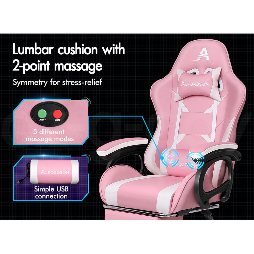 ALFORDSON Gaming Office Chair Massage Racing 12 RGB LED Computer Work Seat - Picture 140 of 267