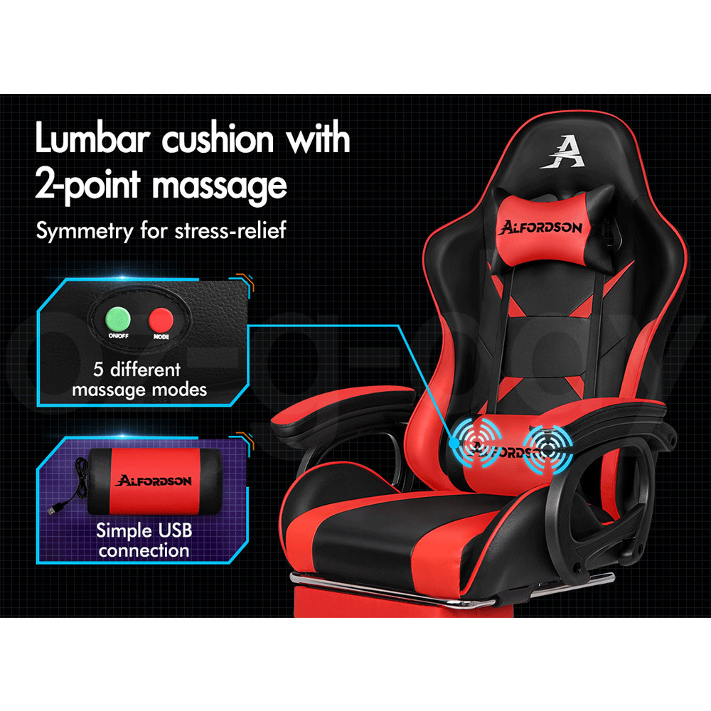 ALFORDSON Gaming Office Chair Massage Racing 12 RGB LED Computer Work Seat - Picture 152 of 267