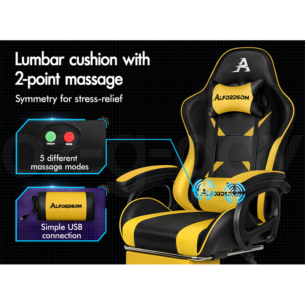 ALFORDSON Gaming Office Chair Massage Racing 12 RGB LED Computer Work Seat - Picture 164 of 267