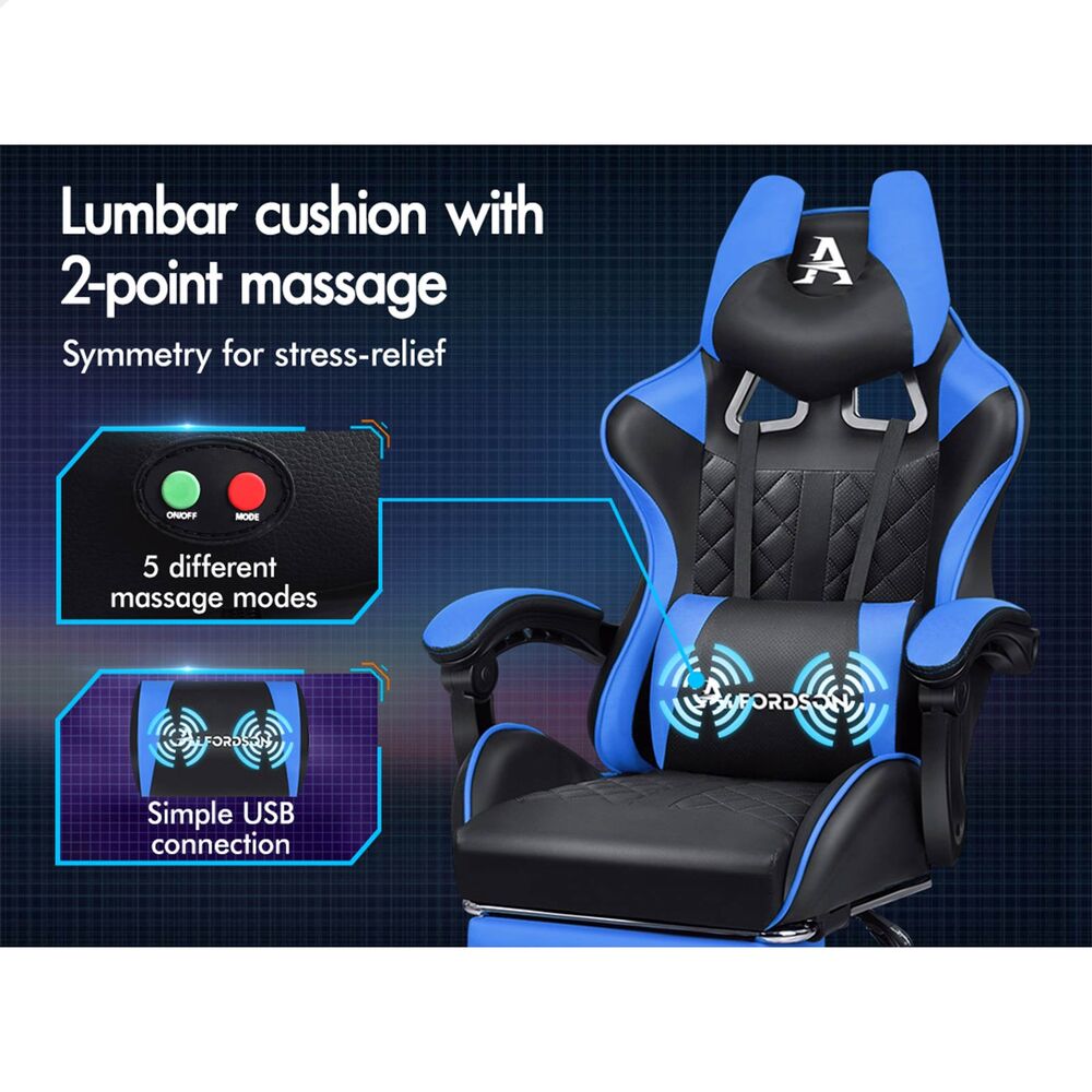 ALFORDSON Gaming Chair Office Executive Racer Larger Lumbar Cushion Seat Leather - Picture 18 of 74