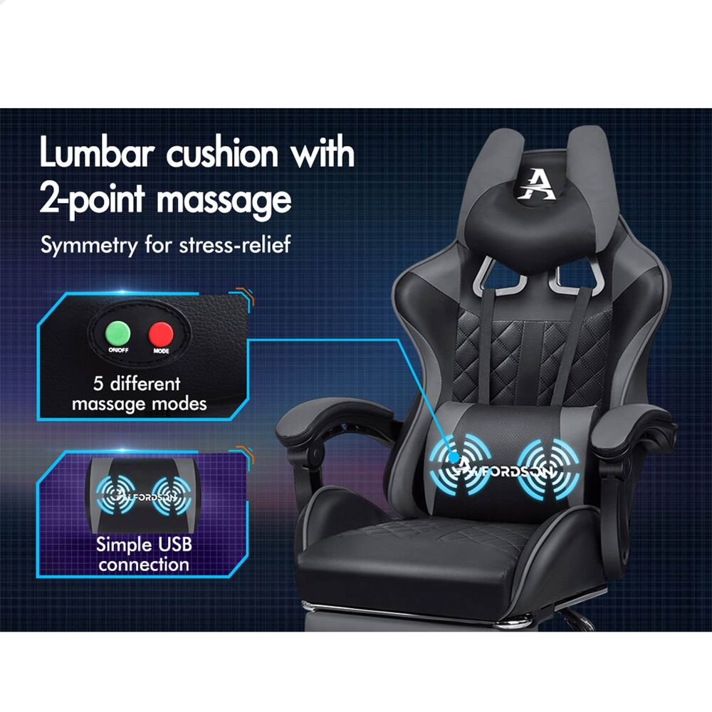ALFORDSON Gaming Chair Office Executive Racer Larger Lumbar Cushion Seat Leather - Picture 30 of 74