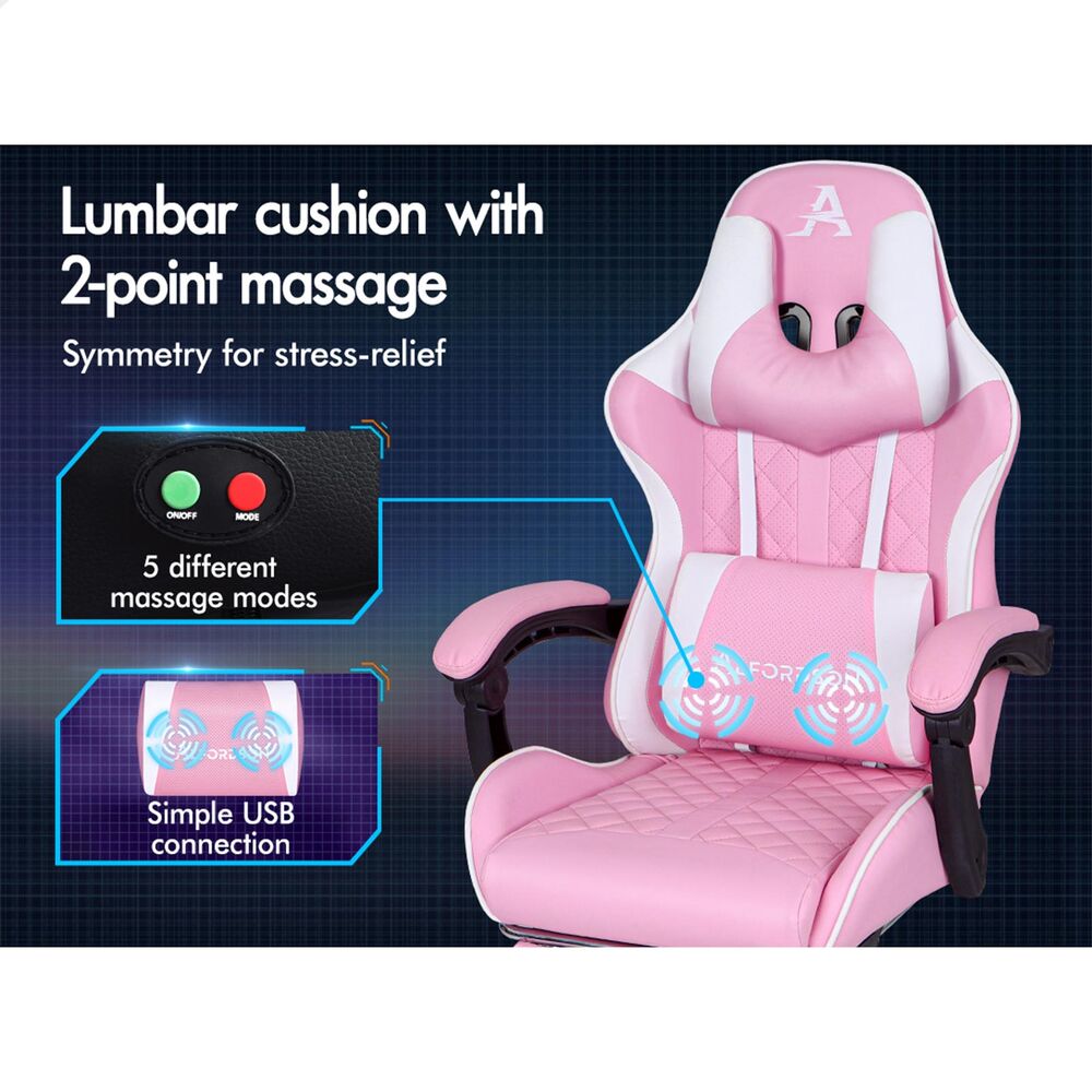 ALFORDSON Gaming Chair Office Executive Racer Larger Lumbar Cushion Seat Leather - Picture 42 of 74
