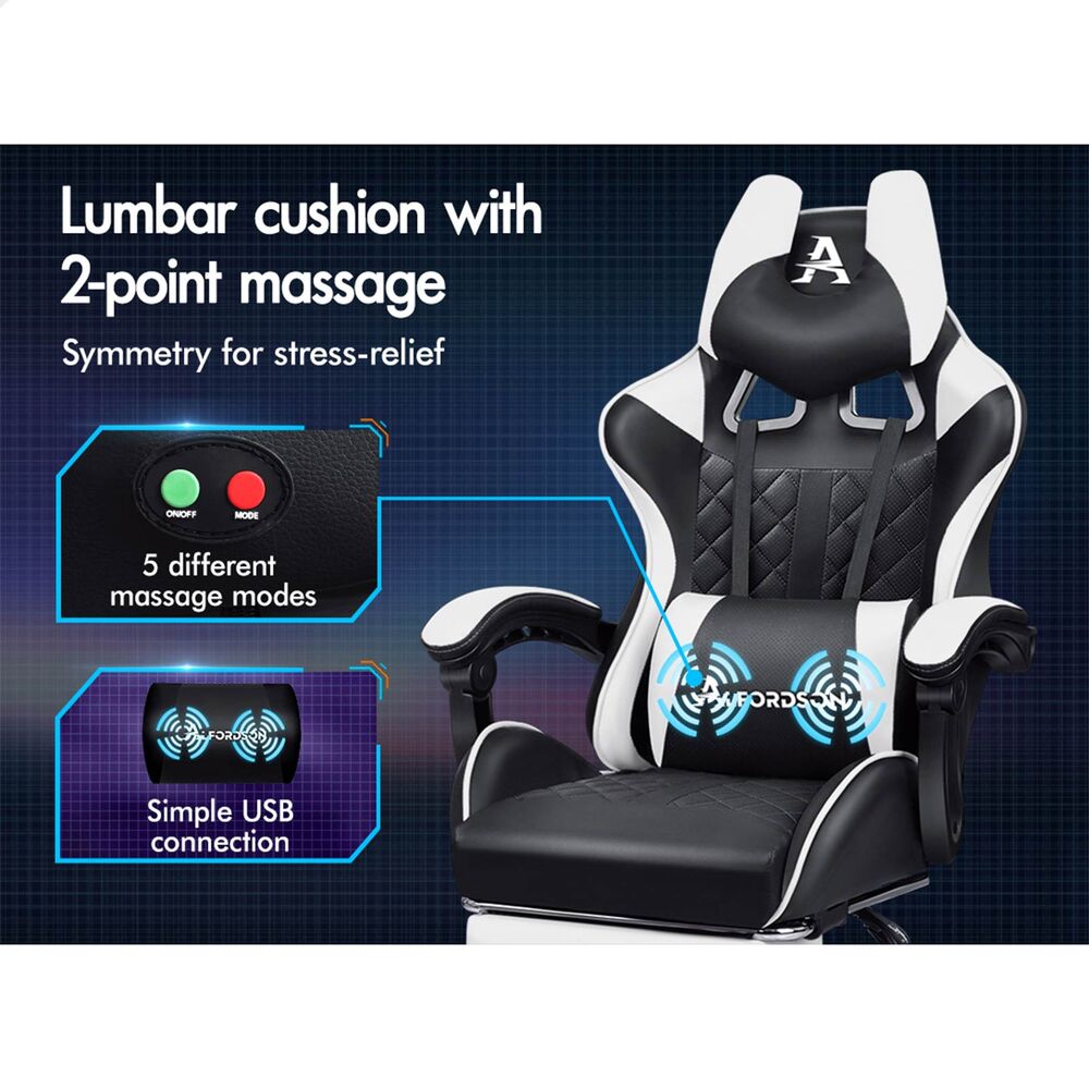 ALFORDSON Gaming Chair Office Executive Racer Larger Lumbar Cushion Seat Leather - Picture 66 of 74