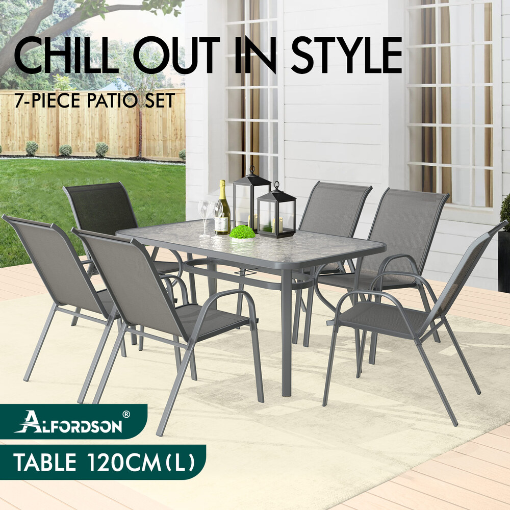 ALFORDSON Outdoor Dining Set Table and Chairs Patio Bistro Set Garden Furniture - Picture 16 of 228