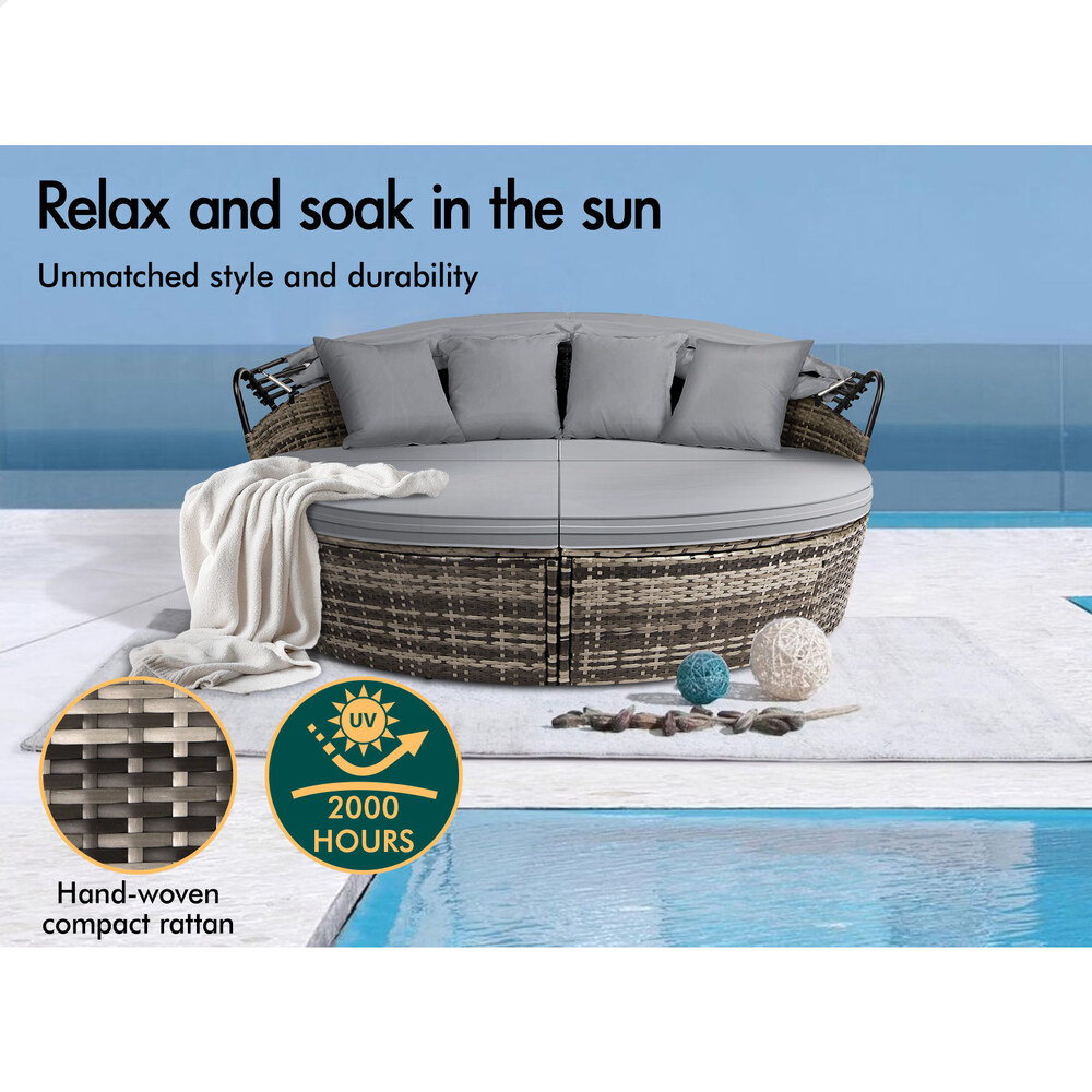 ALFORDSON Outdoor Sun Lounge Day Bed Patio Chairs Garden Furniture Wicker Sofa - Picture 29 of 37