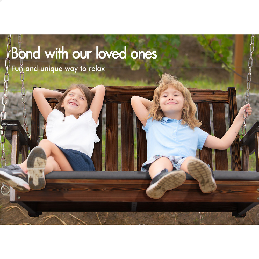ALFORDSON Swing Chair Outdoor Furniture Wooden Garden Patio Bench Seat Canopy - Picture 10 of 54