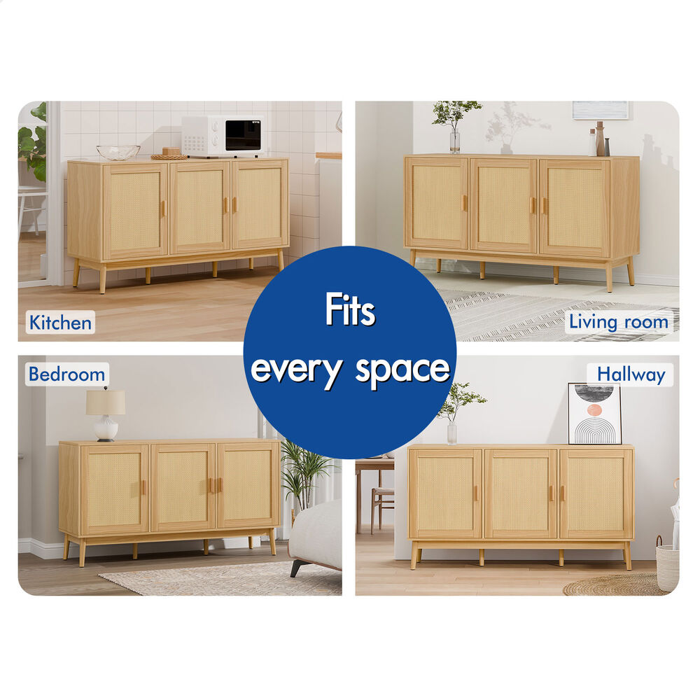 ALFORDSON Buffet Sideboard Cabinet Cupboard Rattan Storage Kitchen Hallway Doors - Picture 28 of 36