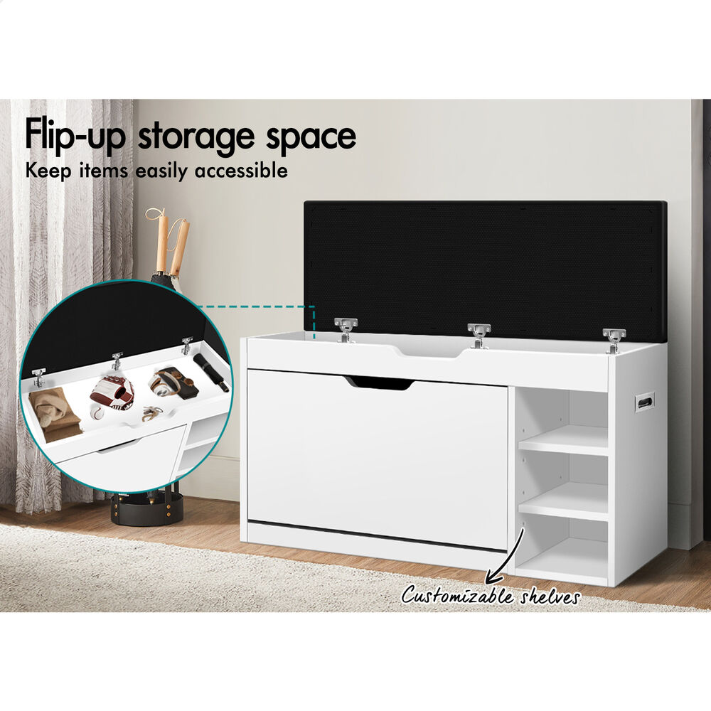 ALFORDSON Shoe Cabinet Bench Storage Rack Organiser Shelf 12/18 Pairs White - Picture 70 of 77