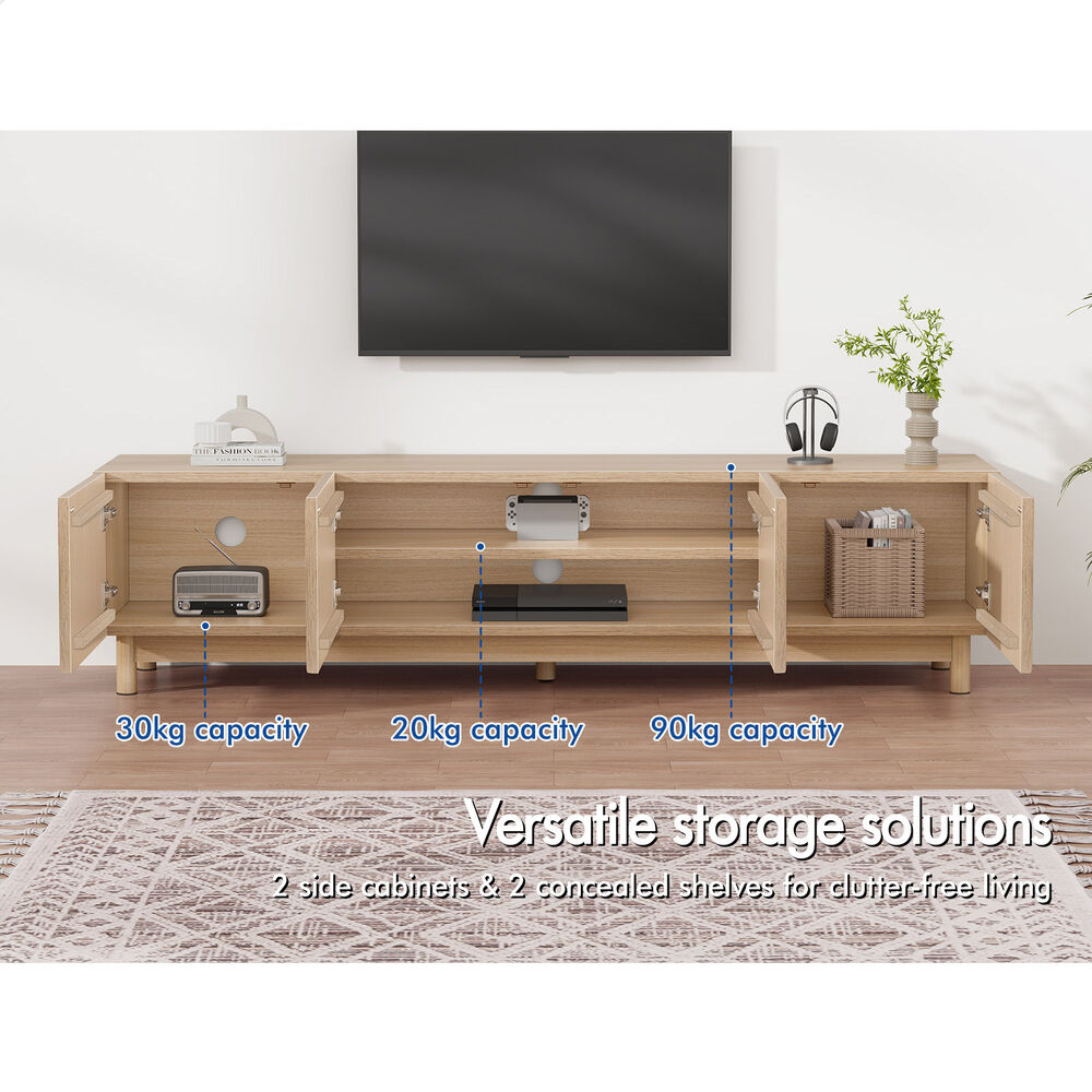 ALFORDSON Entertainment Unit TV Cabinet Stand 180cm Storage Shelves Doors - Picture 40 of 60