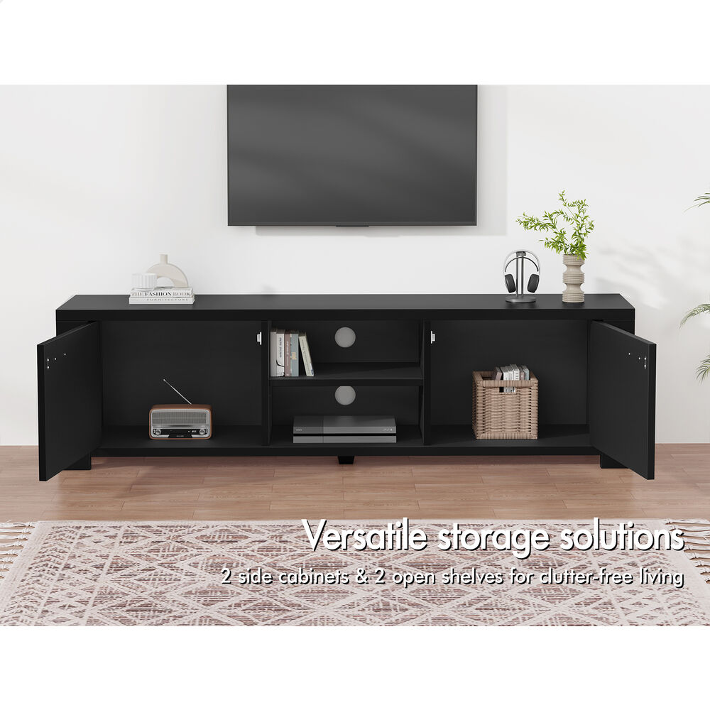 ALFORDSON TV Cabinet Entertainment Unit Stand Storage Shelf 160cm Black - Picture 16 of 48