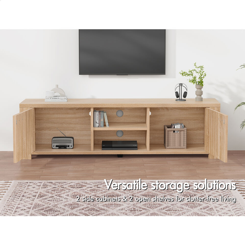 ALFORDSON TV Cabinet Entertainment Unit Stand Storage Shelf 160cm Black - Picture 28 of 48