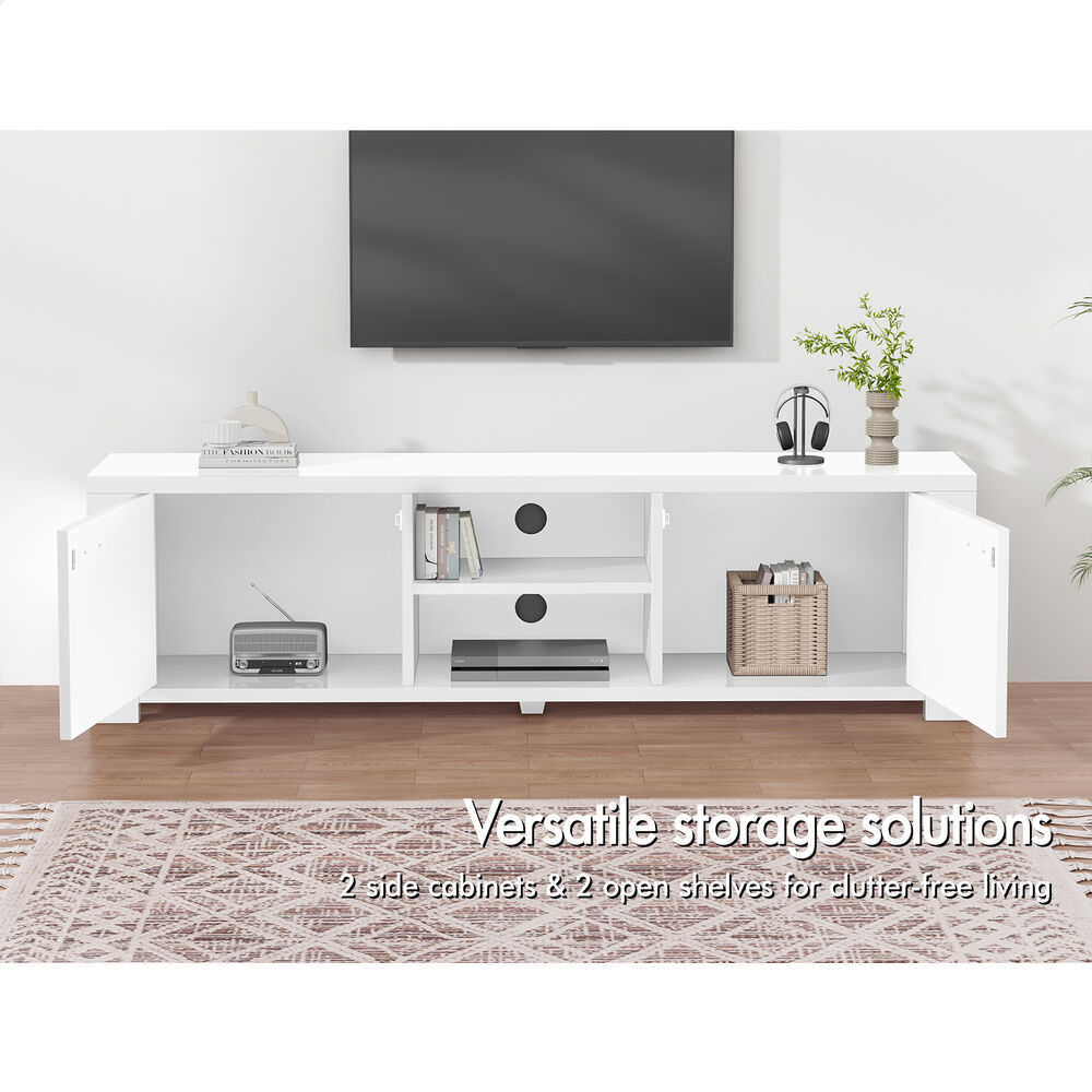 ALFORDSON TV Cabinet Entertainment Unit Stand Storage Shelf 160cm Black - Picture 40 of 48