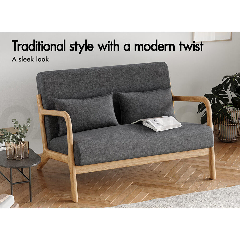 ALFORDSON 2 Seater Sofa Armchair Fabric Lounge Chair Accent Chair Loveseat Couch - Picture 52 of 84