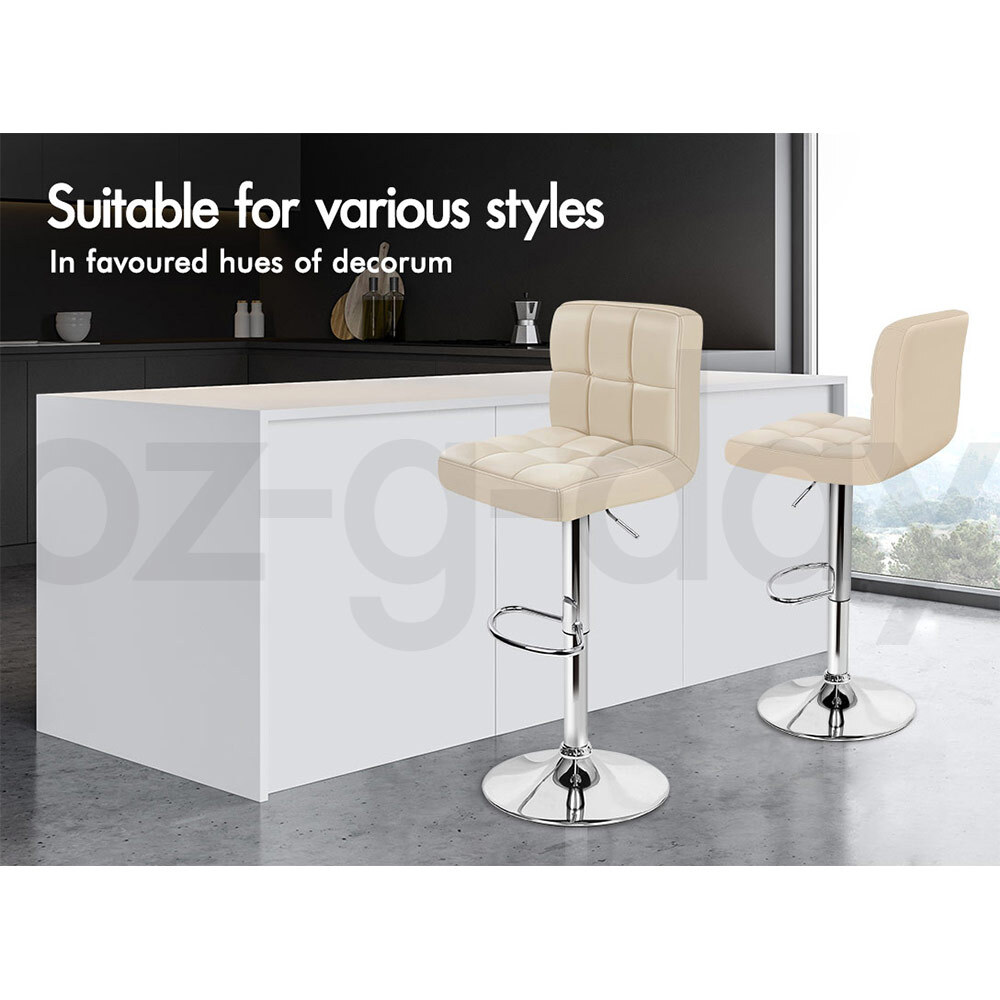 ALFORDSON Bar Stools Ralph Kitchen Swivel Chair Gas Lift Leather/Fabric x2/x4 - Picture 127 of 146