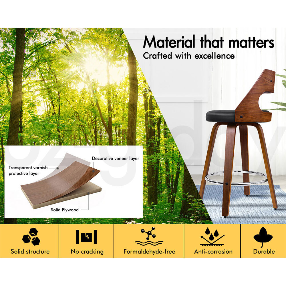 ALFORDSON Wooden Bar Stools Eden Kitchen Counter Swivel Dining Chair x2/x4 - Picture 33 of 115