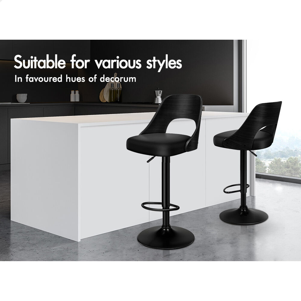 ALFORDSON Bar Stool Kitchen Swivel Chair Wooden Leather Gas Lift x1/x2/x4 - Picture 7 of 32