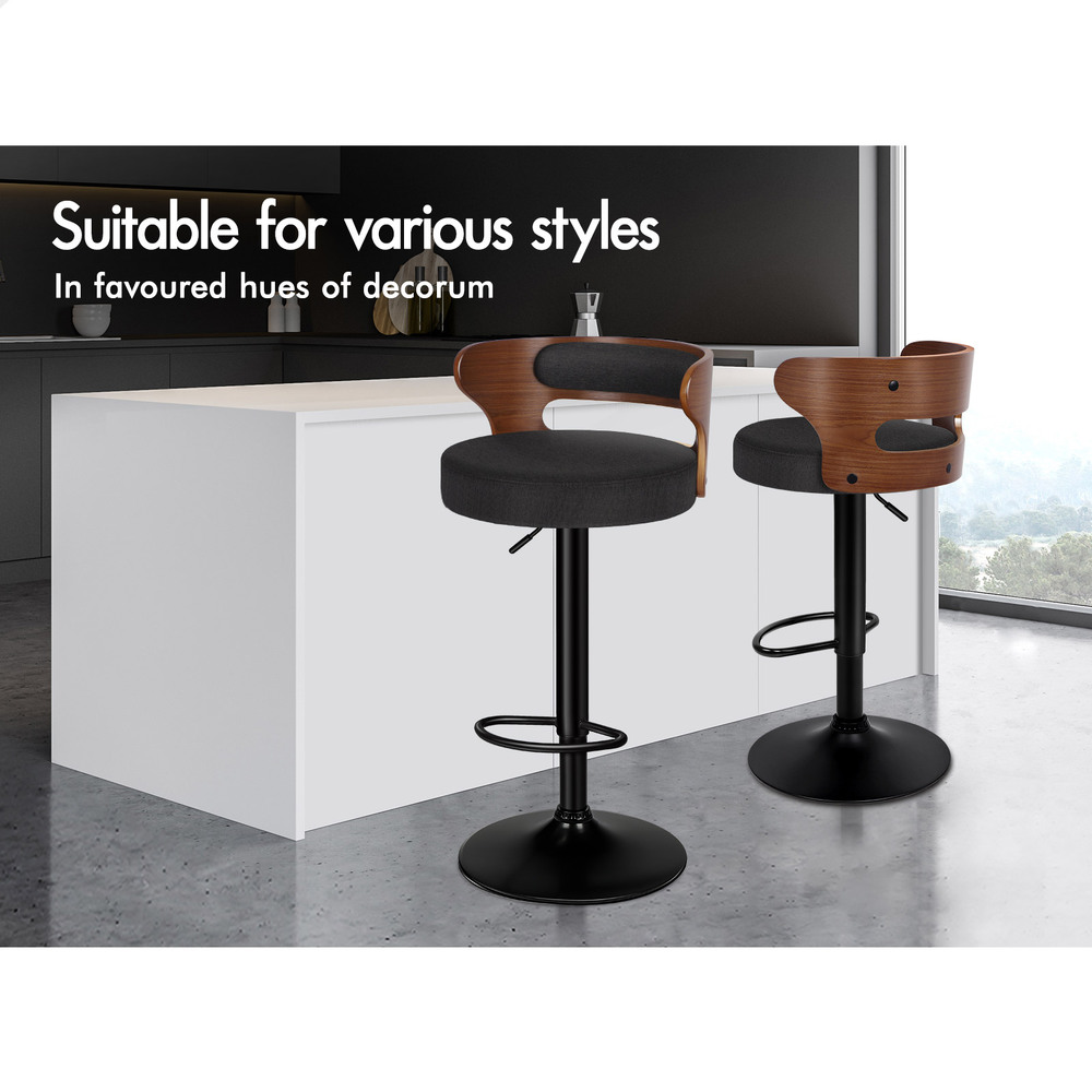 ALFORDSON Bar Stool Wooden Kitchen Swivel Chair Leather Fabric Ramiro x2/x4 - Picture 114 of 169