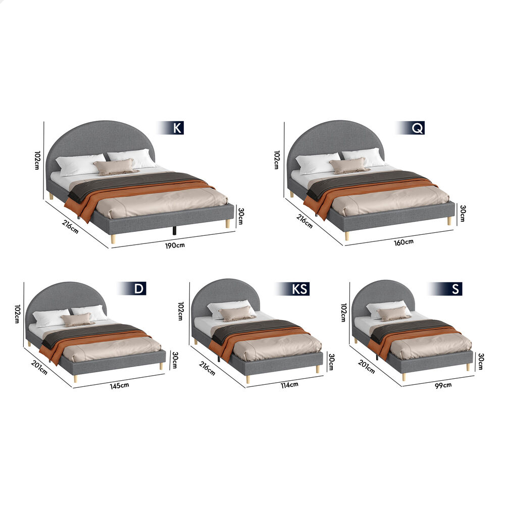ALFORDSON Bed Frame Queen Double King Single Mattress Base Platform Grey Fabric - Picture 40 of 57