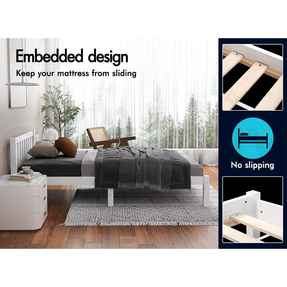 ALFORDSON Bed Frame Queen Double King Single Size Wooden Mattress Base White/Oak - Picture 113 of 864