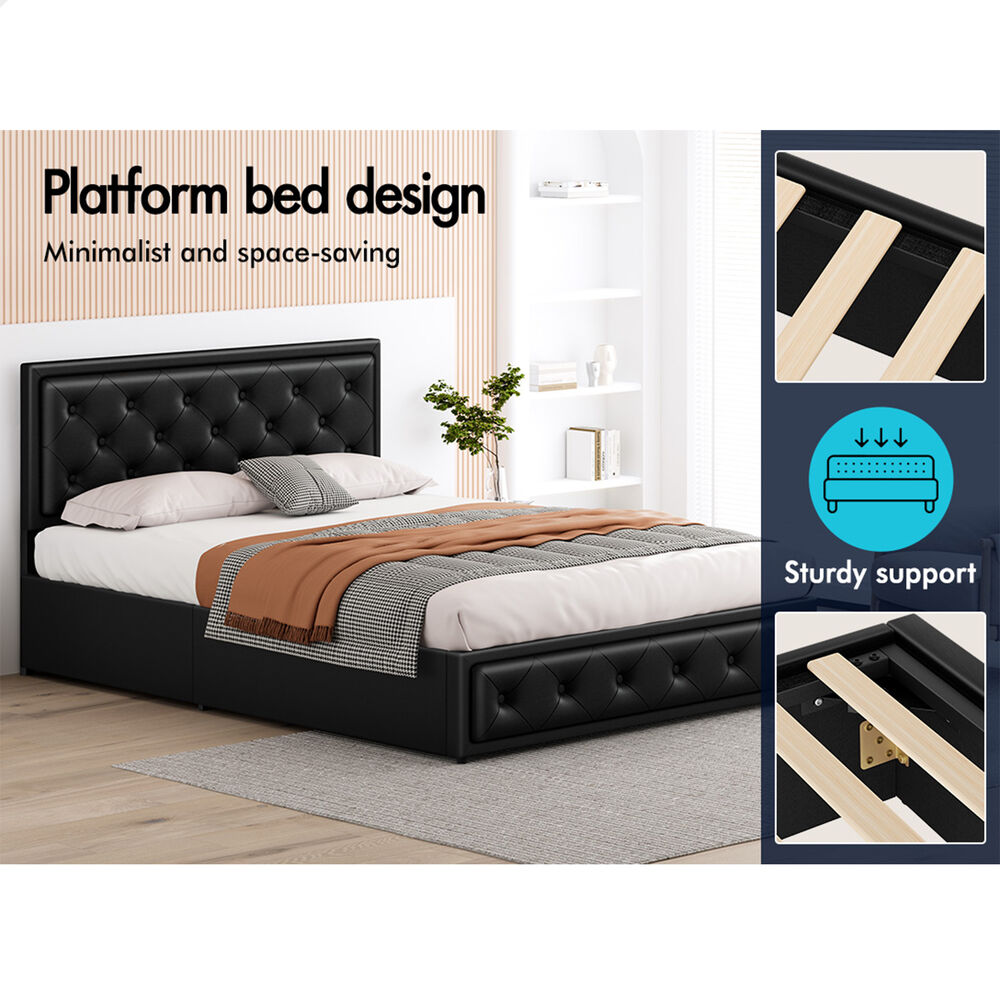 ALFORDSON Bed Frame Double Queen King RGB LED Gas Lift Storage Base Leather - Picture 523 of 1,903