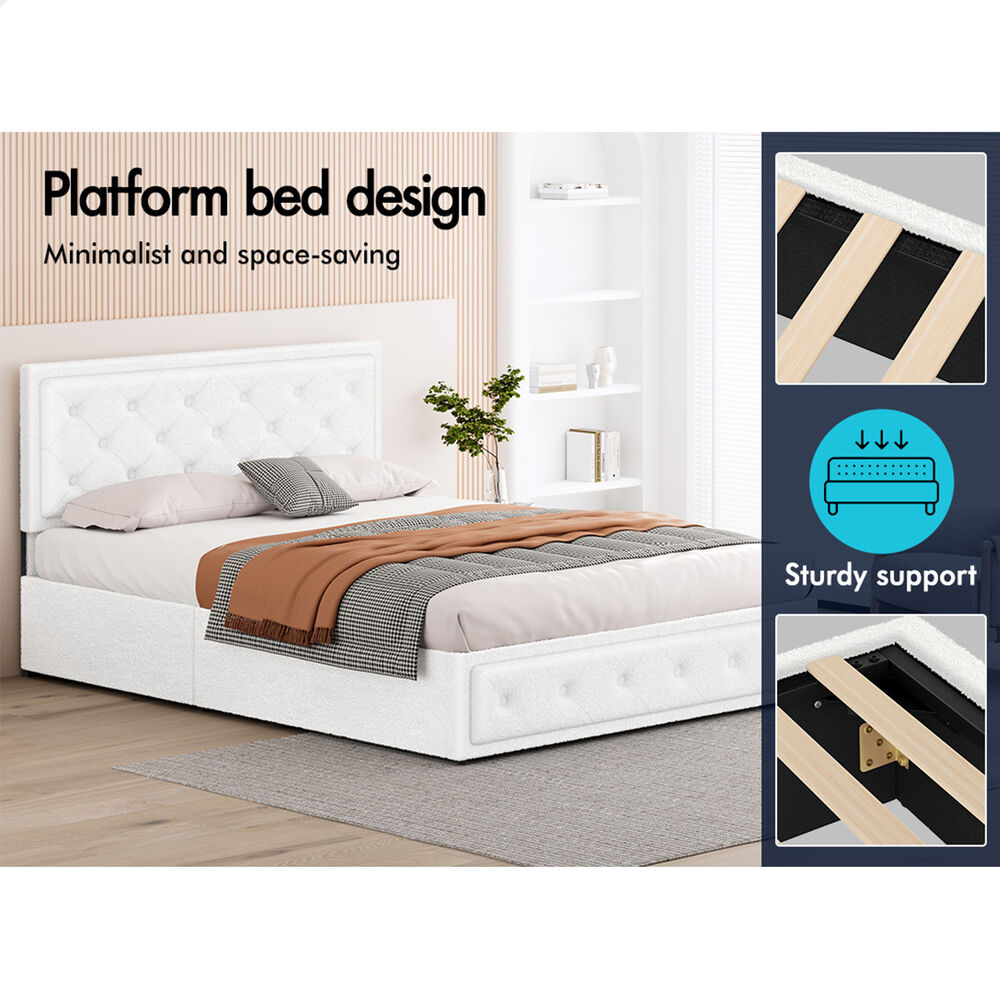 ALFORDSON Bed Frame Double Queen King RGB LED Gas Lift Storage Base Leather - Picture 1,849 of 1,903