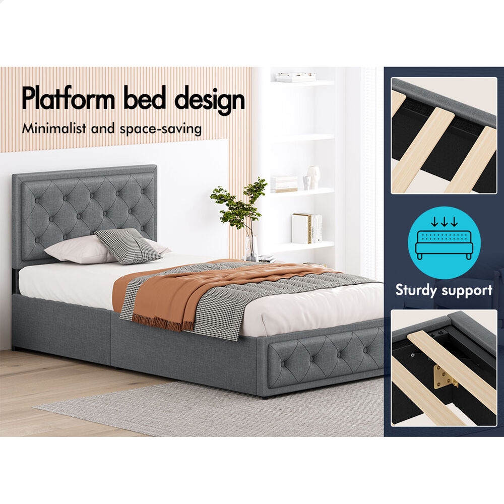 ALFORDSON Bed Frame Double Queen King RGB LED Gas Lift Storage Base Leather - Picture 571 of 1,903