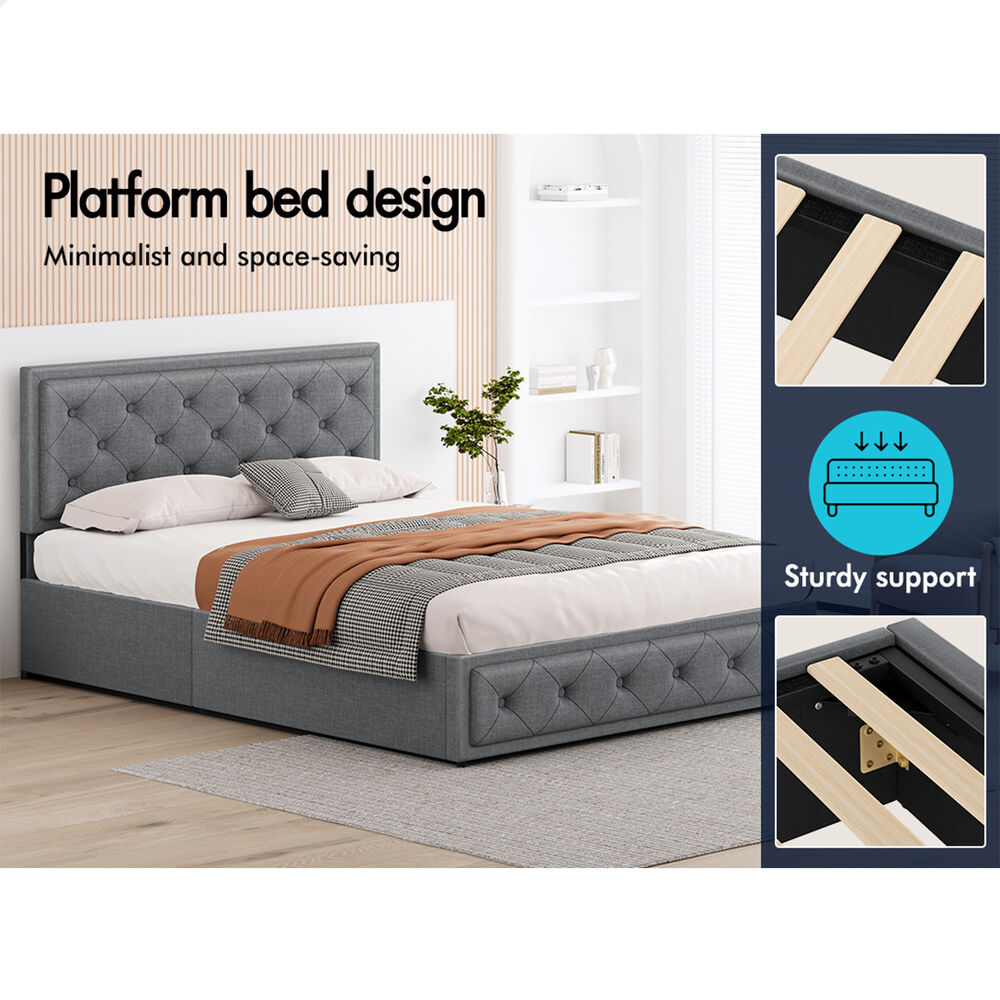 ALFORDSON Bed Frame Double Queen King RGB LED Gas Lift Storage Base Leather - Picture 607 of 1,903