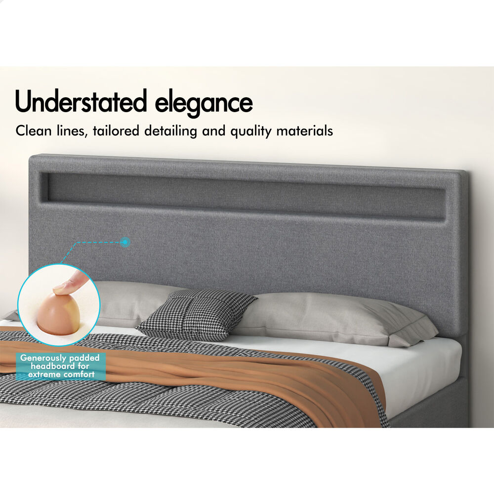 ALFORDSON Bed Frame Double Queen King RGB LED Gas Lift Storage Base Leather - Picture 970 of 1,903