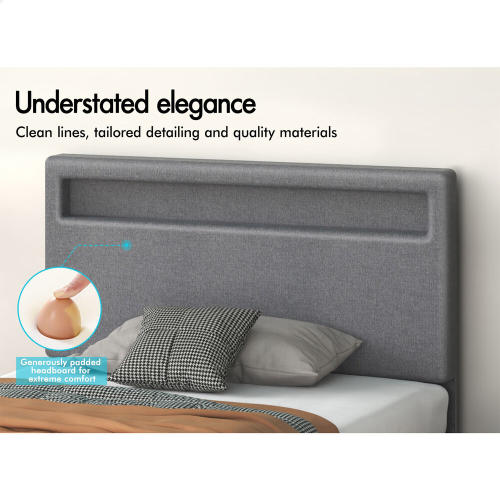ALFORDSON Bed Frame Double Queen King RGB LED Gas Lift Storage Base Leather - Picture 1,108 of 1,903