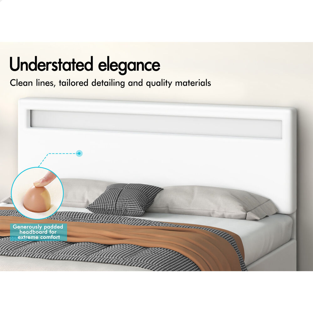 ALFORDSON Bed Frame Double Queen King Single RGB LED Gas Lift Storage Base - Picture 43 of 225