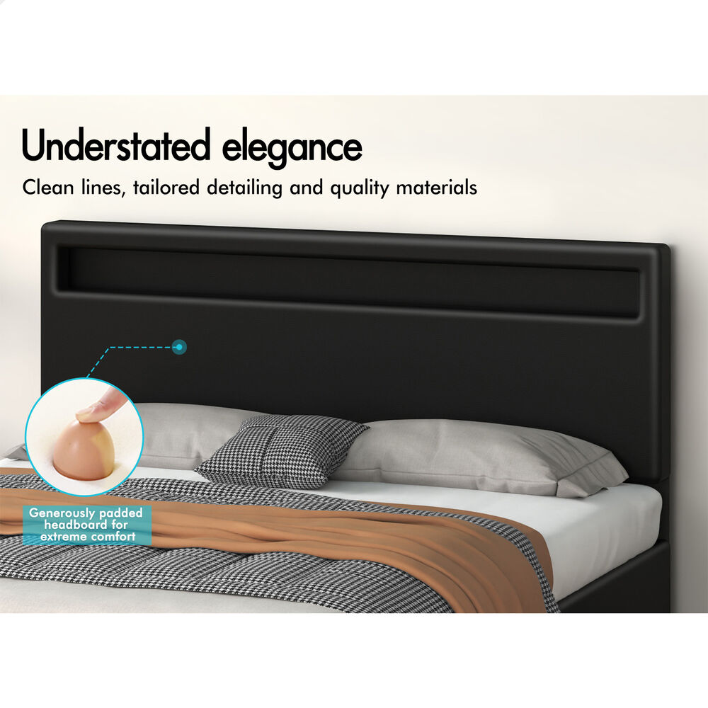 ALFORDSON Bed Frame Double Queen King Single RGB LED Gas Lift Storage Base - Picture 164 of 225