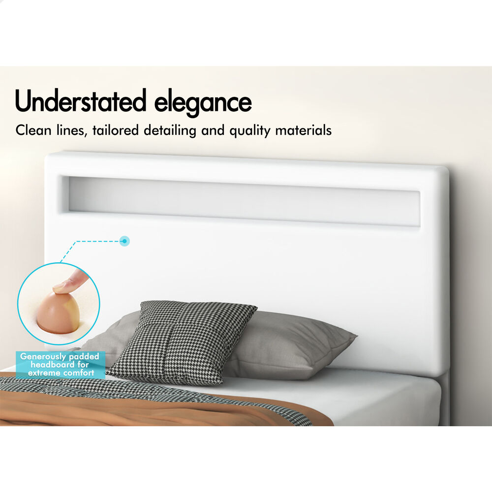 ALFORDSON Bed Frame Double Queen King Single RGB LED Gas Lift Storage Base - Picture 219 of 225