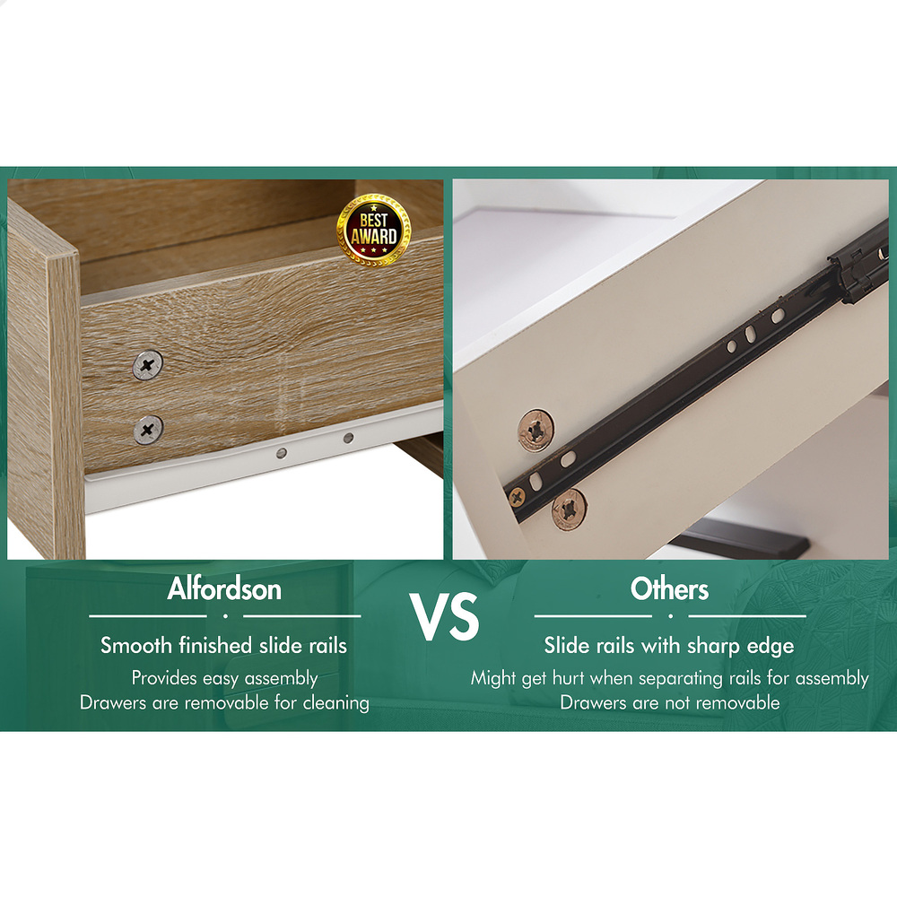 ALFORDSON Bedside Table RGB LED Nightstand 1/2/3 Drawers Side Table Storage - Picture 143 of 521