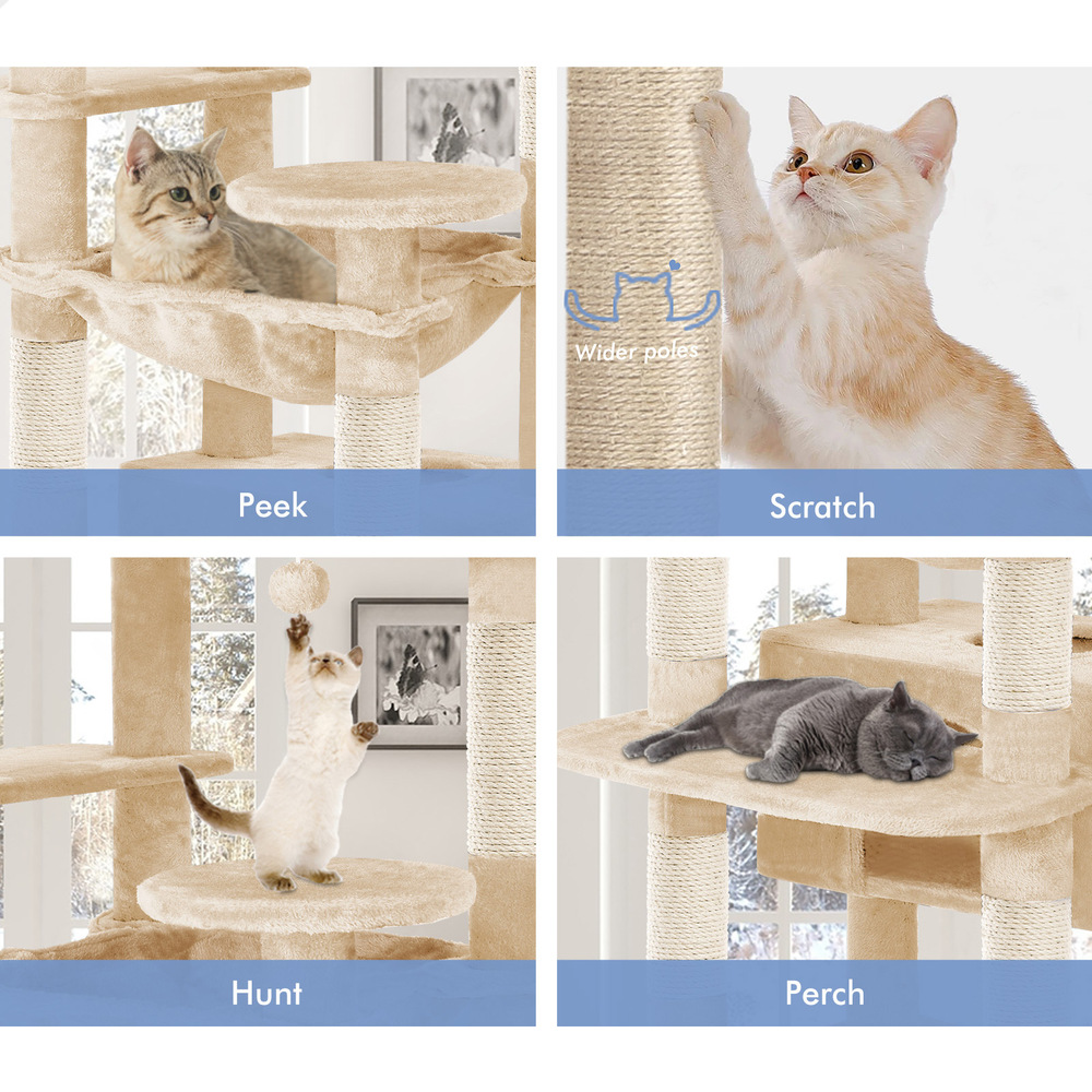 BEASTIE Cat Tree Tower Scratching Post Scratcher Condo House Furniture 184cm - Picture 7 of 38