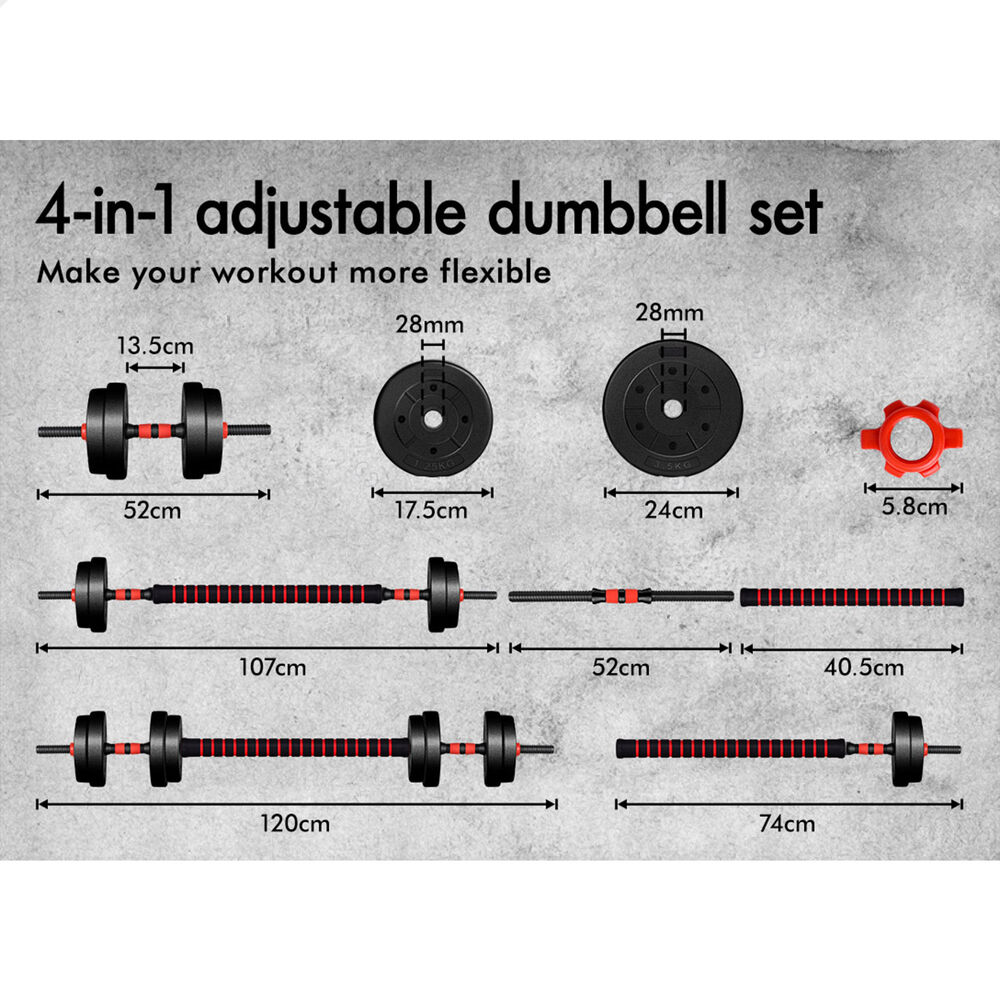 BLACK LORD 20kg 40kg Dumbbell Set Adjustable Barbell Kettlebell Home Gym Fitness - Picture 6 of 63