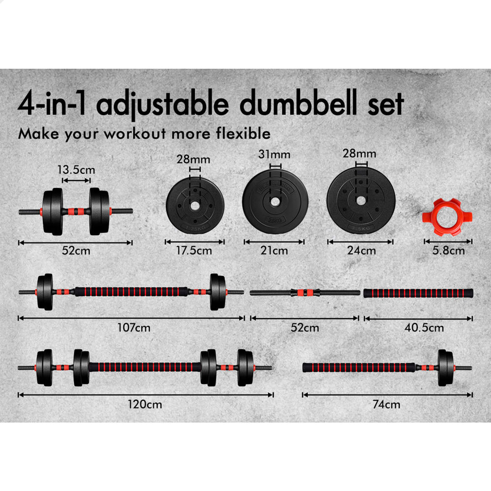 BLACK LORD 20kg 40kg Dumbbell Set Adjustable Barbell Kettlebell Home Gym Fitness - Picture 18 of 63