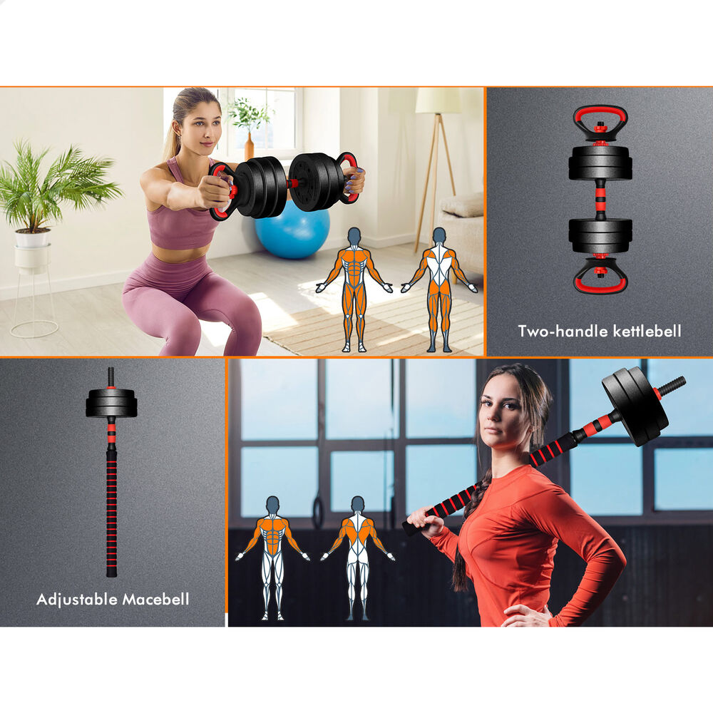 BLACK LORD 20kg 40kg Dumbbell Set Adjustable Barbell Kettlebell Home Gym Fitness - Picture 42 of 63