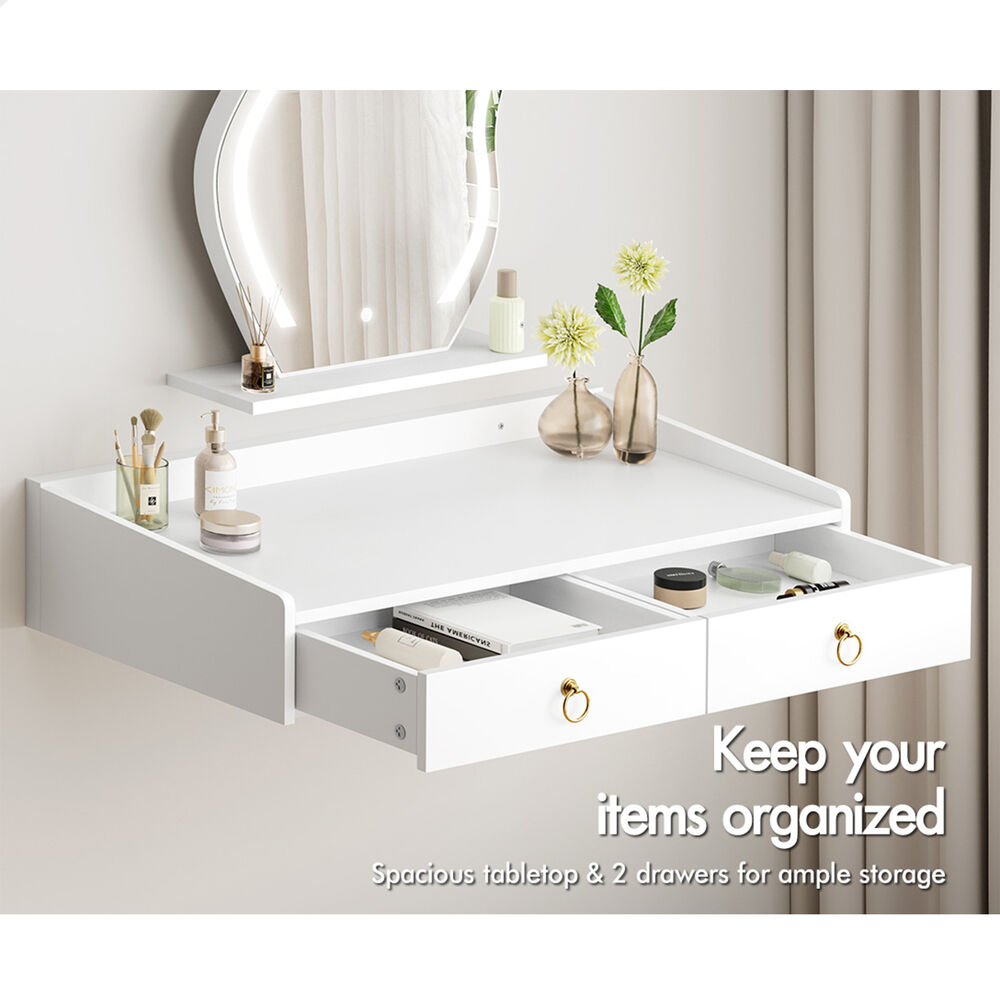 ALFORDSON Dressing Table Stool Set Makeup Mirror Storage Vanity Desk LED Bulbs - Picture 363 of 520