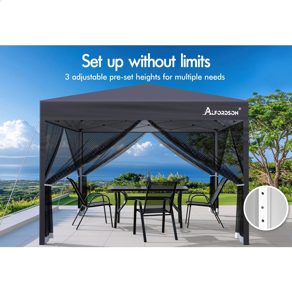ALFORDSON Gazebo 3x3m Pop Up PE Mesh Marquee Outdoor Folding Tent Wedding Canopy - Picture 141 of 160