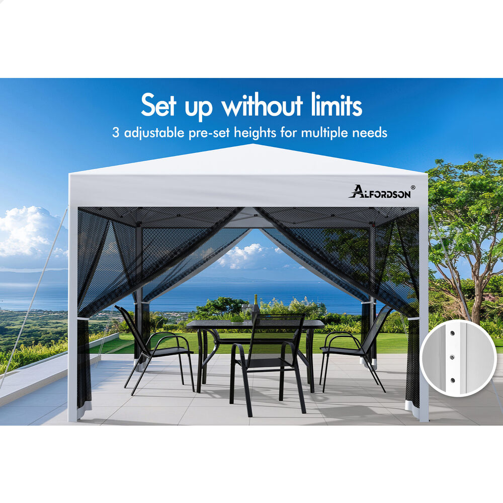 ALFORDSON Gazebo 3x3m Pop Up PE Mesh Marquee Outdoor Folding Tent Wedding Canopy - Picture 153 of 160