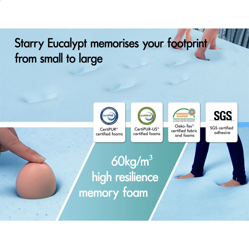 STARRY EUCALYPT Memory Foam Mattress Topper Airflow Cool Gel Bamboo 10cm - Picture 17 of 72