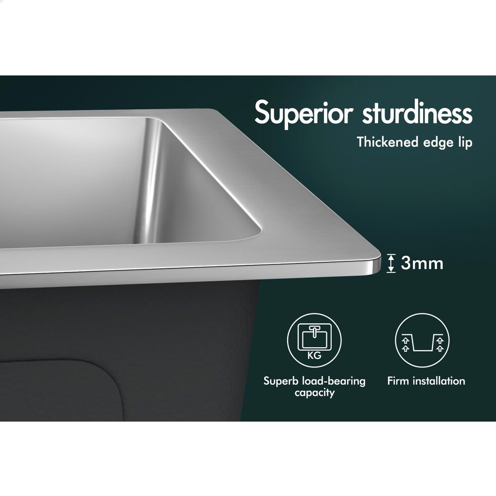 ALFORDSON Kitchen Sink Basin Stainless Steel Top Flush Under Mount Double Bowl - Picture 8 of 69