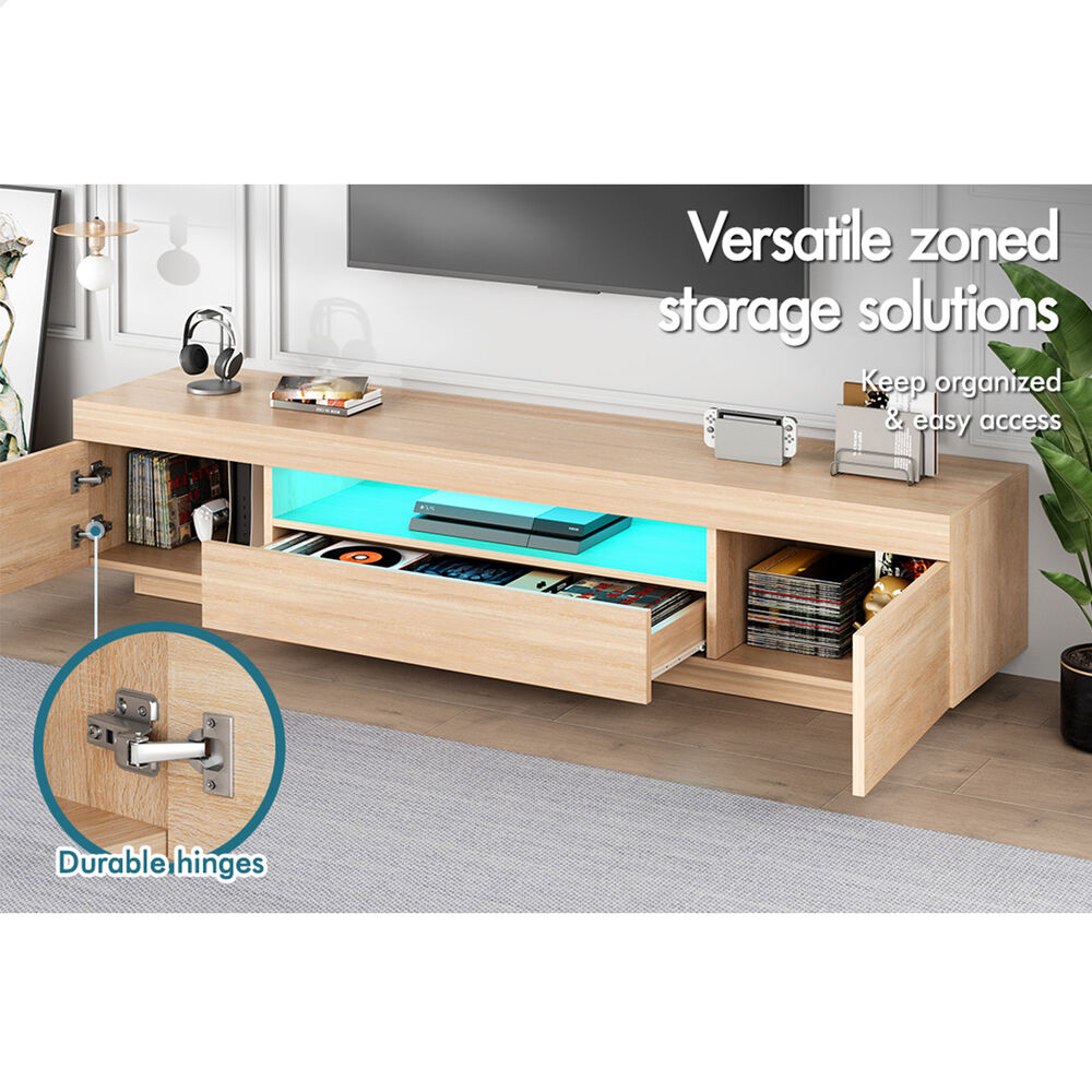 ALFORDSON Entertainment Unit 180cm TV Cabinet Stand LED Light High Gloss Drawer - Picture 29 of 48