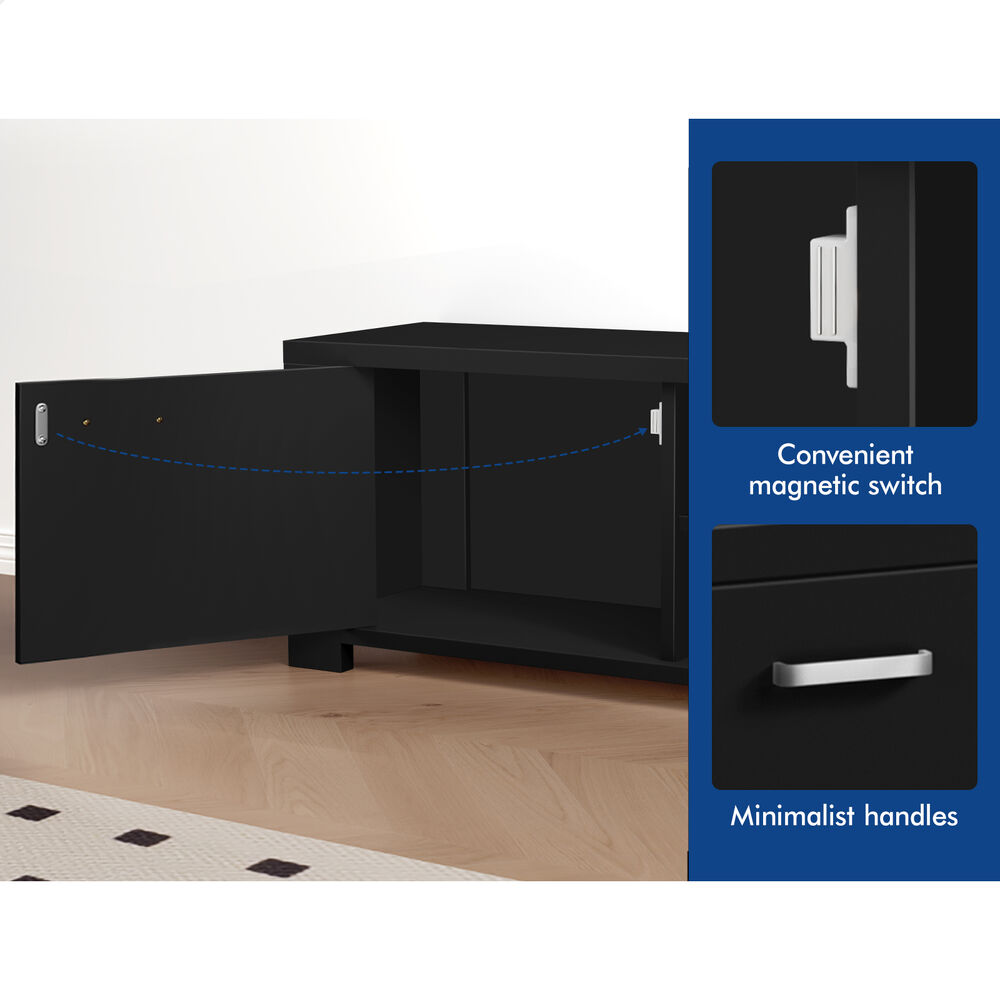 ALFORDSON TV Cabinet Entertainment Unit Stand Storage Shelf 160cm Black - Picture 17 of 48