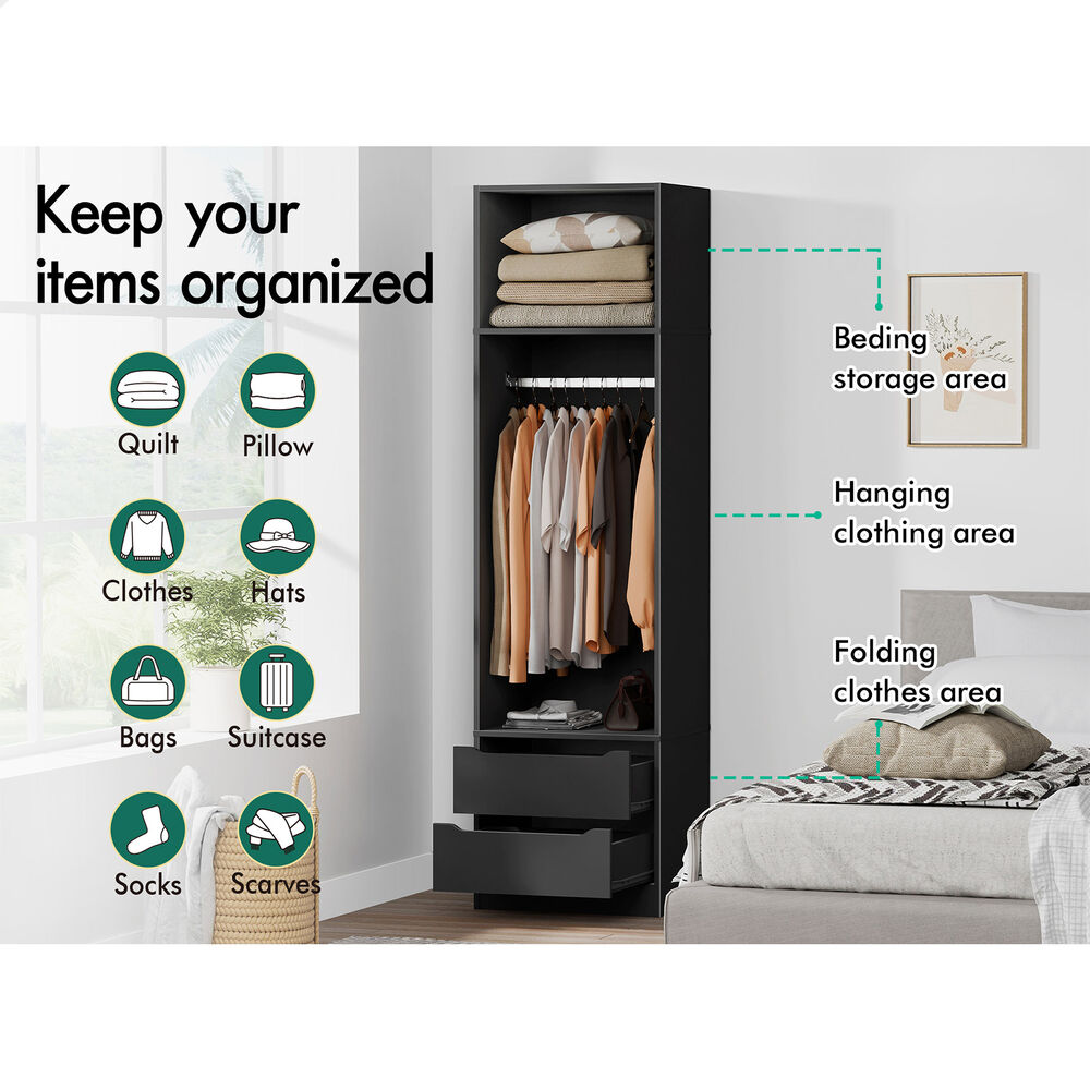 ALFORDSON Wardrobe Clothes Storage Organizer Closet Cabinet 2 Drawers Hanging - Picture 15 of 46
