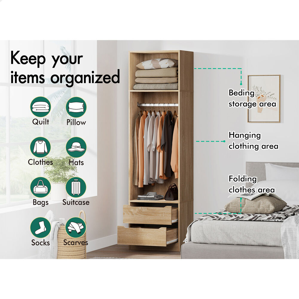 ALFORDSON Wardrobe Clothes Storage Organizer Closet Cabinet 2 Drawers Hanging - Picture 39 of 46