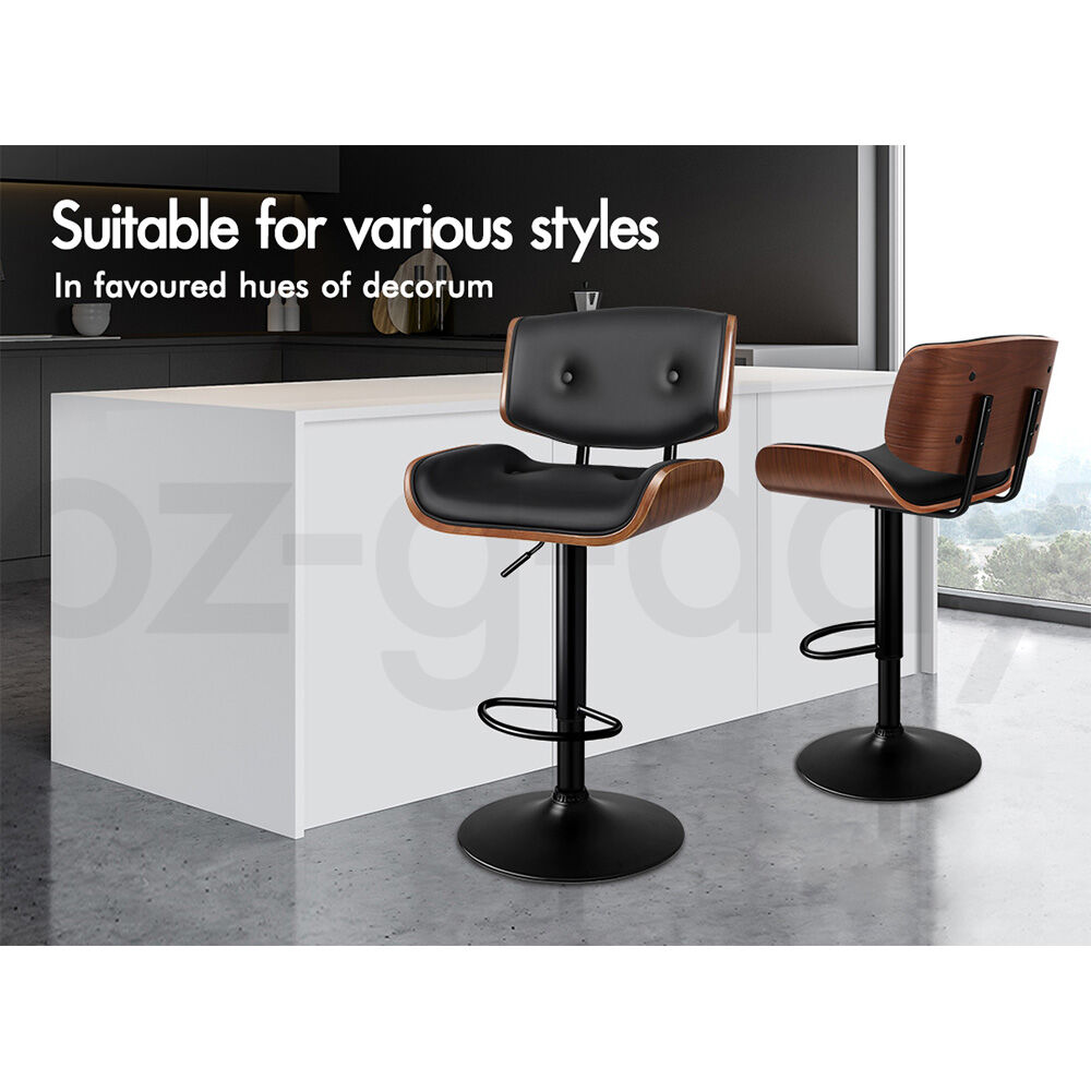 ALFORDSON Bar Stool Odette Kitchen Swivel Chair Wooden Leather Gas Lift x1/x2/x4 - Picture 8 of 34