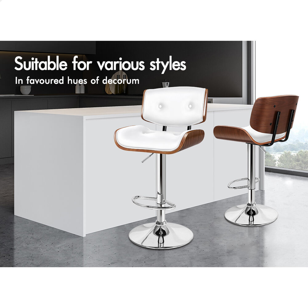 ALFORDSON Bar Stool Odette Kitchen Swivel Chair Wooden Leather Gas Lift x1/x2/x4 - Picture 24 of 34