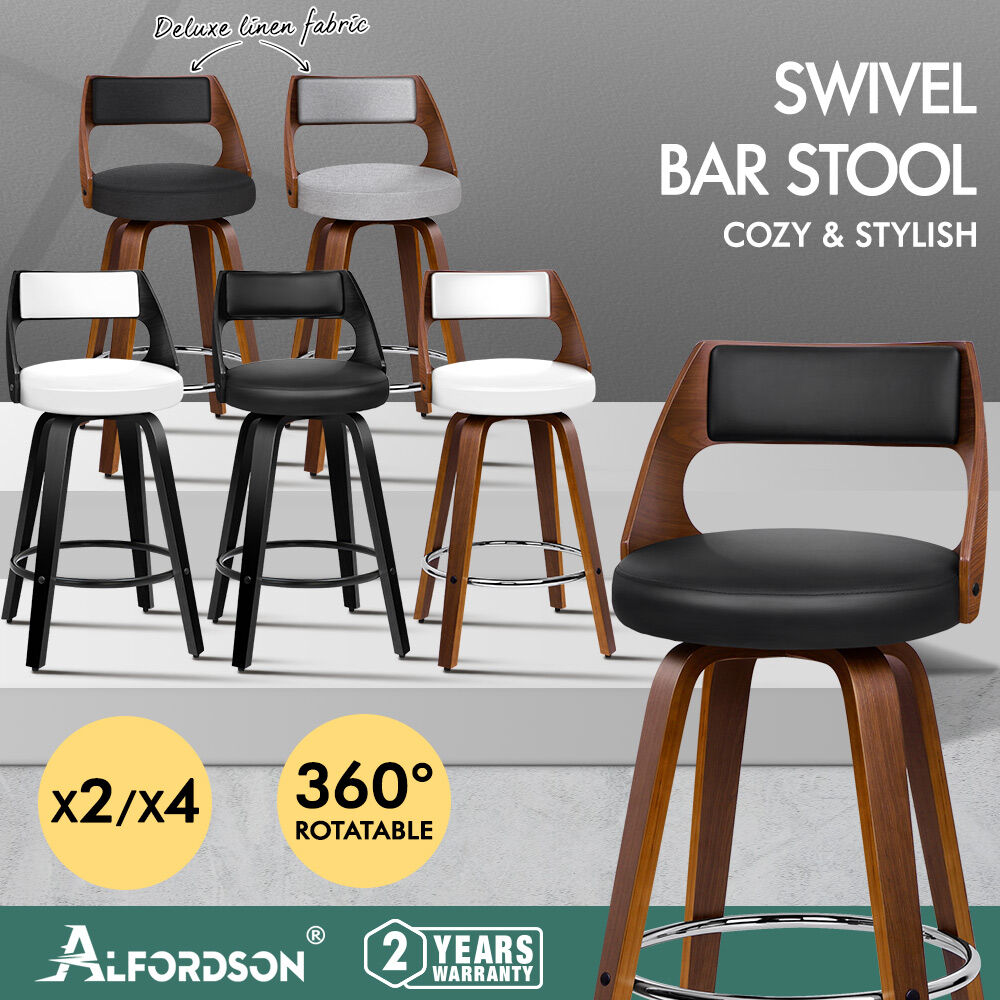 ALFORDSON Kitchen Bar Stools Wooden Swivel Leather Metal Dining Chair x2/x4 - Picture 14 of 1,020